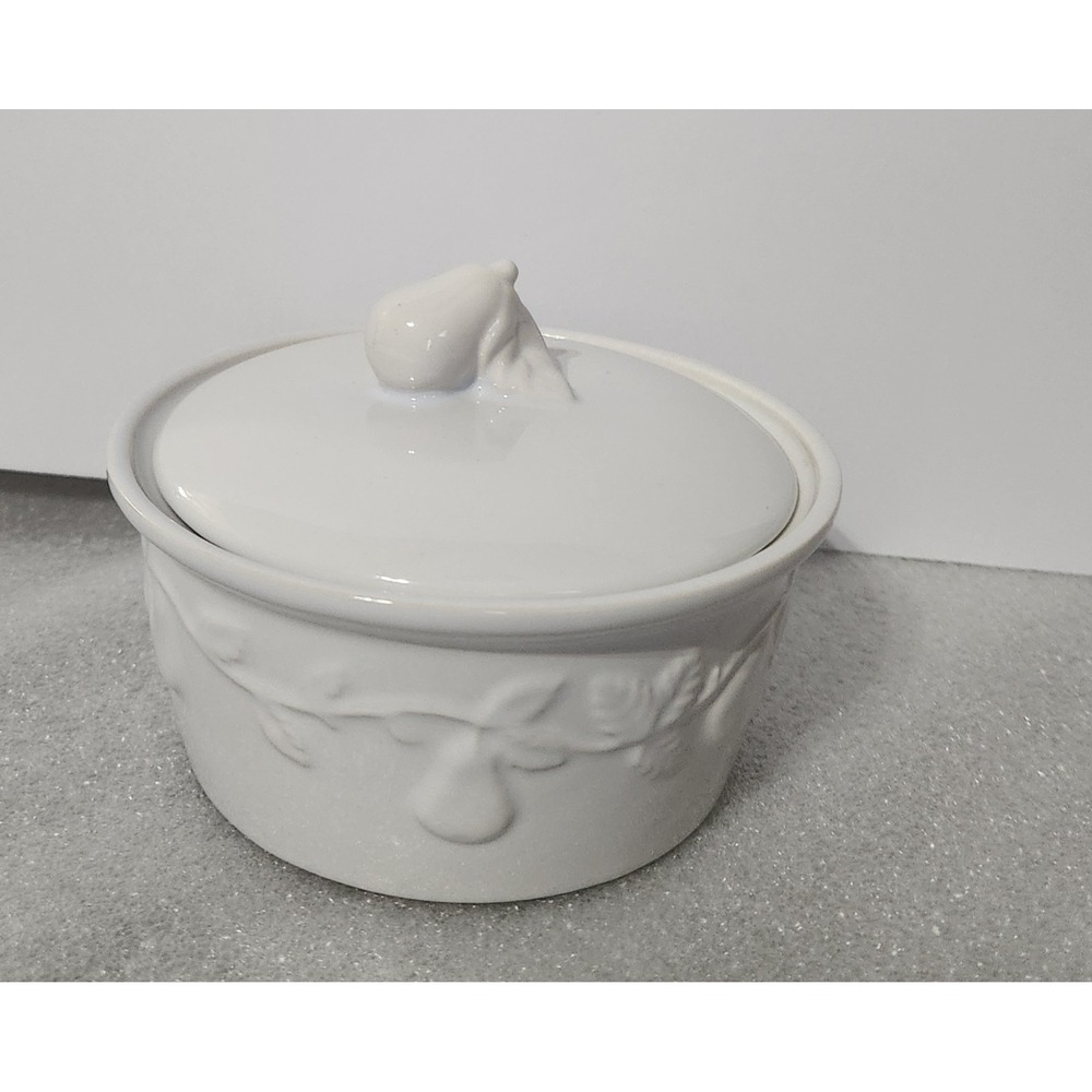 Lillian Vernon Small White Pears Bowl With Lid